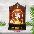 Wooden Pooja Mandir for Home, Pine Wood Temple, Decorative Hindu Mandir with Storage Shelf for Puja Room & Living Room Decor