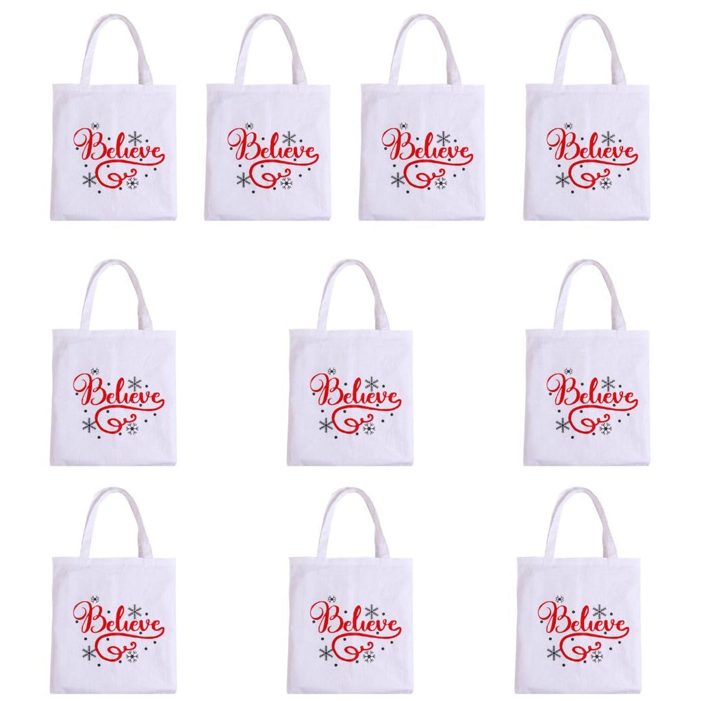 Mayatra's Organic Cotton Tote Gifting Bag, Eco Friendly Lightweight Reusable Grocery Shopping Cloth Bags,Christmas Gift… (Believe_10)