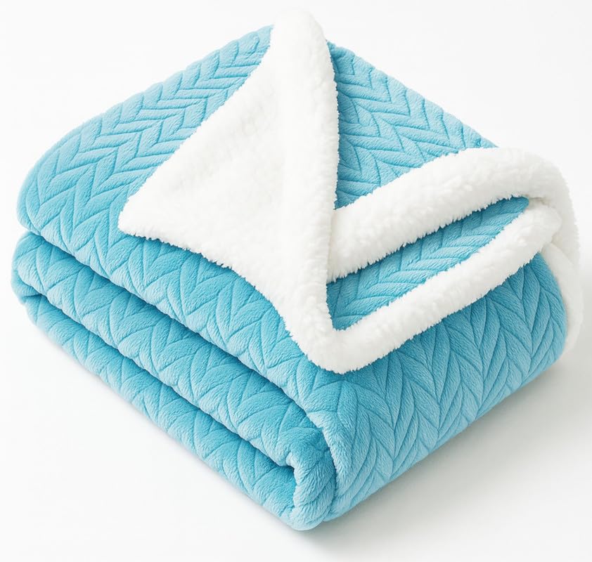 BSB HOME New Born Baby Blanket – All Season 2 Layer Fluffy AC Wrapping Sheet, Ultra Soft Flannel & Sherpa Blanket for Baby Boys & Girls (0–24 Months, 130 x 105 cm, Lightweight Color - Sky Blue Kafalo
