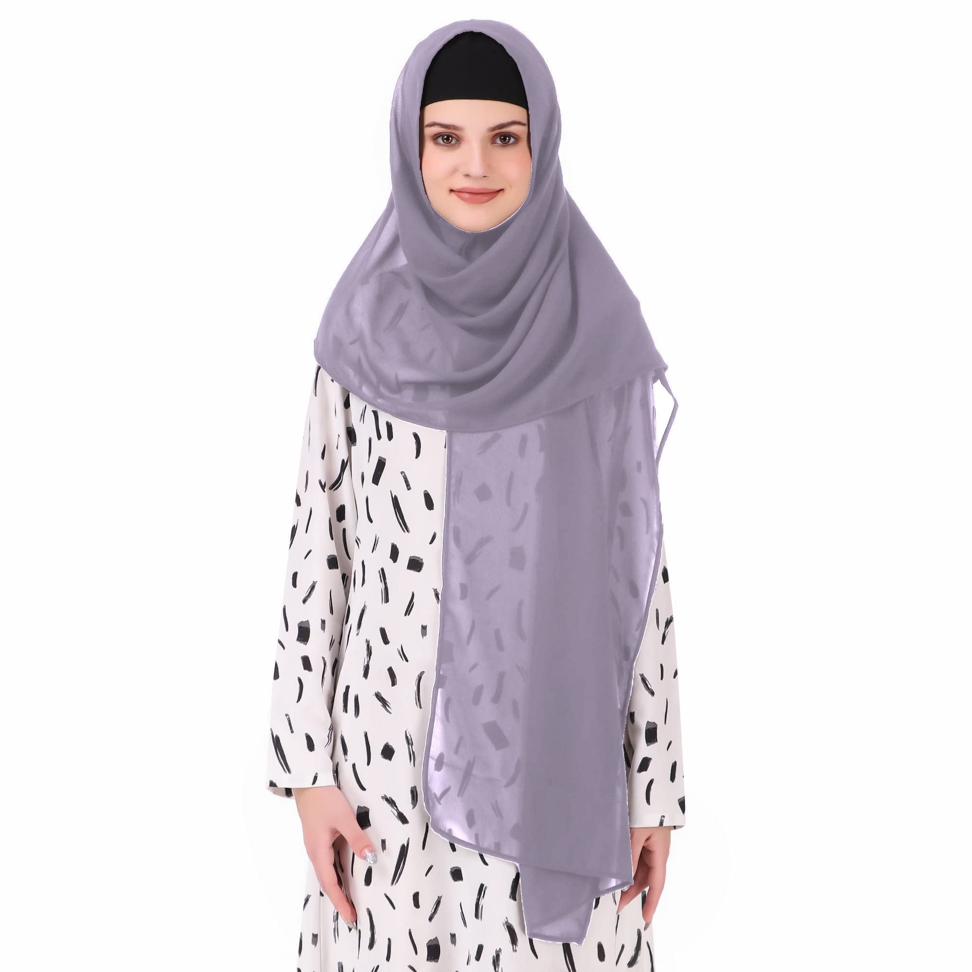 MyBatua Long Hijab in Breathable Soft Georgette large Head Wrap, Wholesale Price, 1pc Scarf HJ-020 (100x225 cm, Pale Purple)