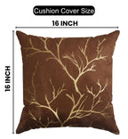 Stuffique Velvet Foil Cushion Covers 16 inch x 16 inch Set of 5, Brown