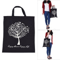 Decdeal Musical Tree Pattern Washable Cotton Cloth Handbag Music Tote Shoulder Grocery Shopping Bag for Students Girls