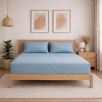 THE HOME STYLE Solid Cotton Feel Pillow Covers (18 x 28 inches, Set of 2 Pcs) | 300 TC | Super Soft & Smooth (Denim)