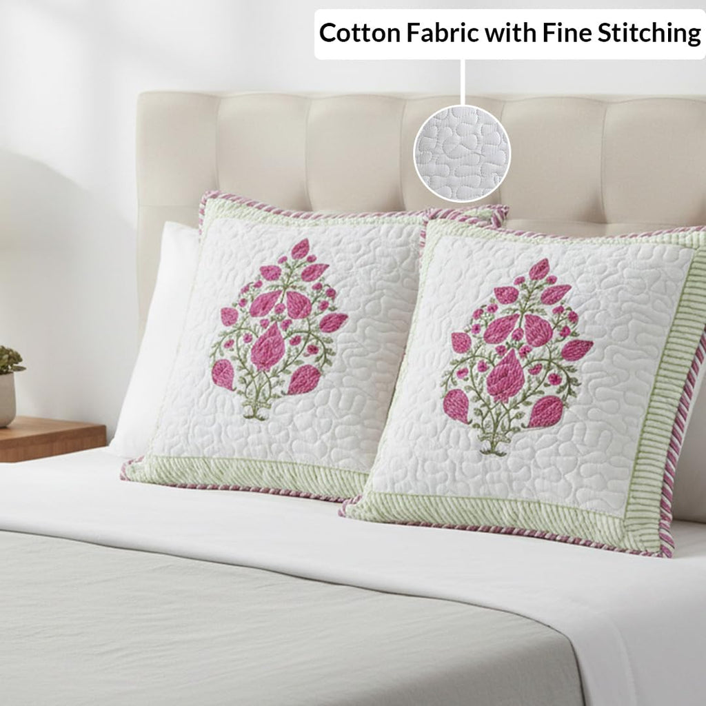 HOMEMONDE Premium Cotton Cushion Covers Pack of 1 - Soft Floral Hand Block Print Living Room 16 X 16 Inch Pillow Cases