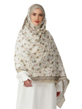 ANAApparels ANA Zara Beige Floral Dupatta | 90 x 44 Inches – Premium Mulmul Cotton | Lace Border | Lightweight, Soft & Breathable