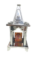 GUGGU Stainless Steel Diwali Pooja Hatri/Temple with Sitting Photo of Lord Ganesh ji and Luxmi MATA (Silver)..