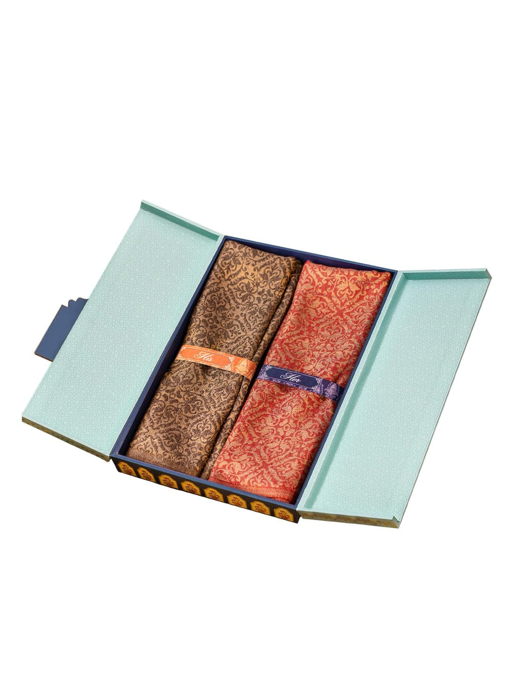 Pashmoda His and Her Gift Set of Fine Wool Stole With Wooden Gift Box