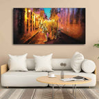 VIBECRAFTS A Tiger Walking in the Street Premium Canvas Wall Painting With Frame for Living Room Drawing Room Home|Office|Gift (PTVCH_2216)