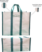 Double R Bags Women’s Eco-Friendly Cotton Canvas Shopper Tote Bag | Big Reusable Jhola Bag for Grocery, Milk, Fruits, Vegetables with Reinforced Handles | 43x21x35 cm, 1 Compartment (Green, Pack of 2)