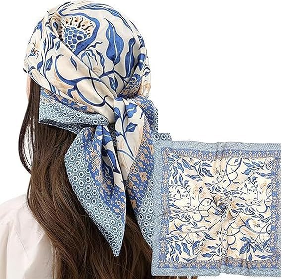 squishy Scarf for Women Stylish, Silk Scarf for Women, Ideal Fashion Accessory for Daily Use, Office and Wedding, Travel (blue)