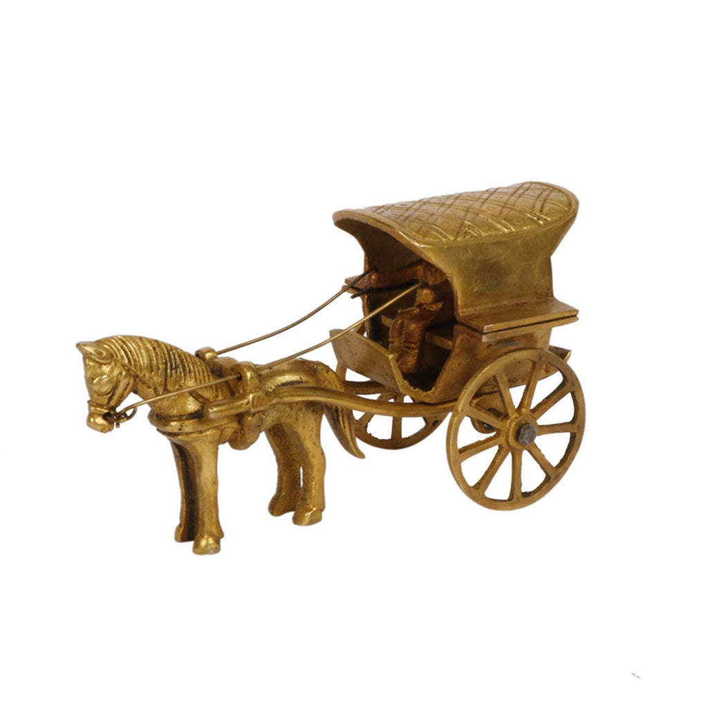 ARTVARKO Brass Horse Cart Replica for Home Office Living Room Study Table Vastu Decor Fengshui Ashav Idol Murti Tanga Showpiece Statue 5.5 Inch