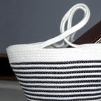 BEAUTIFUL HOMMIES Attractive Hand Bag |large Tote Bag |Summer Bag | Bucket Bag | Basket Bag | Bamboo Tote | Beach Bags for Women|Boho Bag|Handbag |Jute Bag |Handmade Bag (WHITE BLACK)