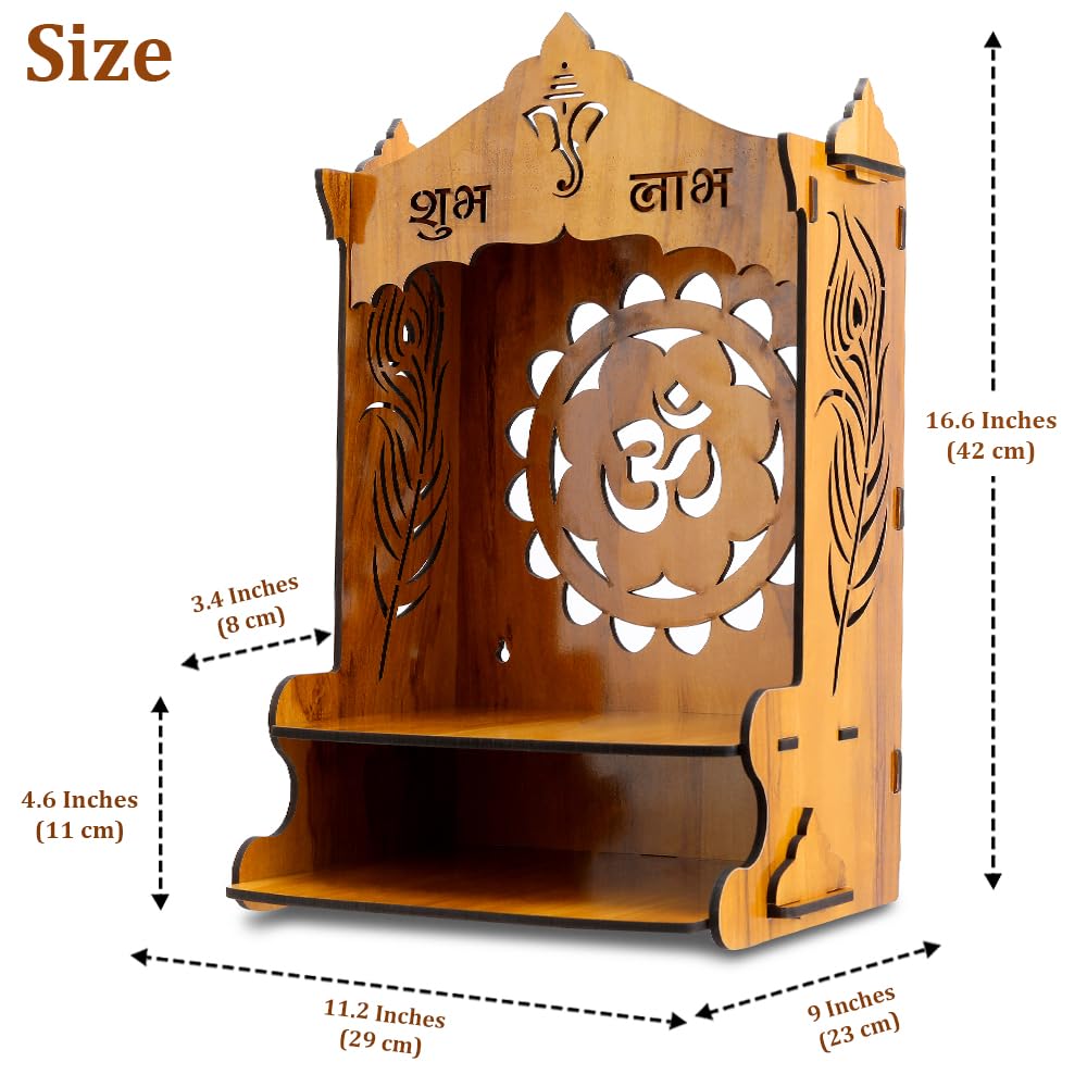 Sehaz Artworks OM Lotus Puja Mandir for Home Big Size|Pooja Mandir-42x23 CM