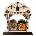 SHRI KHATU SHYAM CREATION Wooden Mini Temple for Car Dashboard with Om Symbol | Decorative Hindu Shrine with Khatu Shyam Ji & Salasar Balaji Images | Compact Traditional Mandir for Home, Office & Car