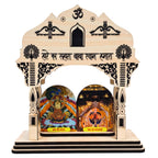 SHRI KHATU SHYAM CREATION Wooden Mini Temple for Car Dashboard with Om Symbol | Decorative Hindu Shrine with Khatu Shyam Ji & Salasar Balaji Images | Compact Traditional Mandir for Home, Office & Car