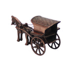 SVARUP Brass Horse Carriage Decorative Showpiece Animal Horse Antique Tanga Cart Home Decor Gift 5 Inch
