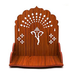 LET'S DIY Wooden Handcrafted Temple with OM Carving | Pooja Mandir with Storage Shelf & Set Top Box Stand for Home and Office (Pack of 1)