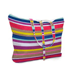 JEH BAGS Cotton Folding Button Bag - Strips Printed Womens Tote Bags Eco-Friendly and Sholder Friendly Capacity 52 x 2 x 45.5 cm- Multicolor 1 Pcs.