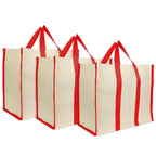 Metsi Big Eco Cotton Canvas Shopping Bag | Large Laminated Reusable Grocery Tote with Reinforced Handles | Heavy Duty, Foldable, Washable, Jhola Bag for Milk, Fruits & Vegetables, Red - Pack of 1