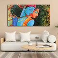 VIBECRAFTS Canvas Paintings for Living Room Drawing Room Radha Krishna With Flute Canvas Wall Painting Fitted With Wooden Frame For Home | Office | Living Room | Gift (PTVCH_2473)