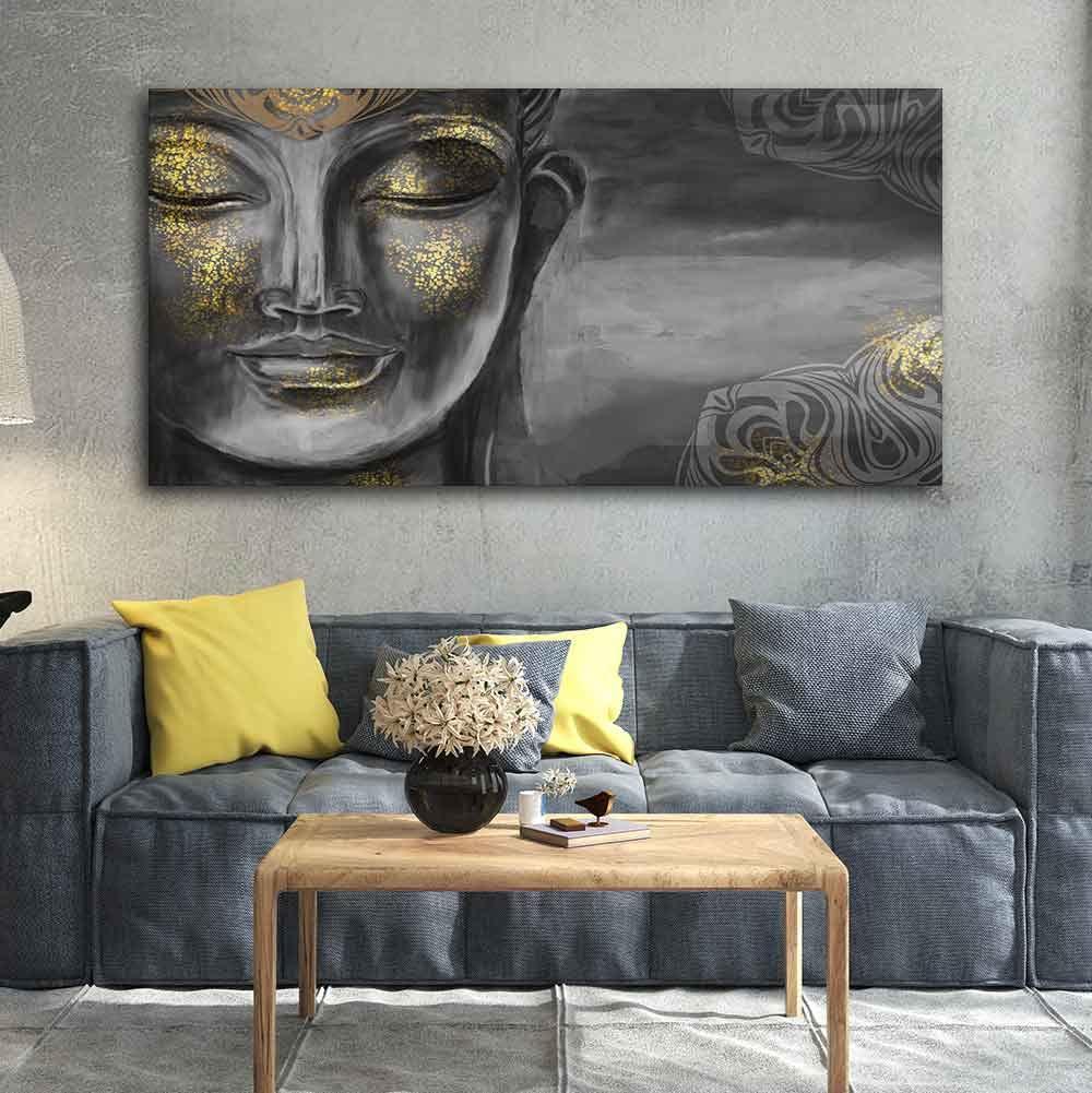 VIBECRAFTS Canvas Paintings for Living Room Drawing Room Bodhisattva Buddha Canvas Wall Painting Fitted With Wooden Frame For Home | Office | Living Room | Gift (PTVCH_2468)