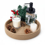 BOBBINY Decorative Round Rope Tray for Decor - Rope Tray for Kitchen Dining Room Table - The Perfect Small Candle Serving Tray for Coffee Table and Home Decor (Brown, 10x10 Inch (Pack of 1))