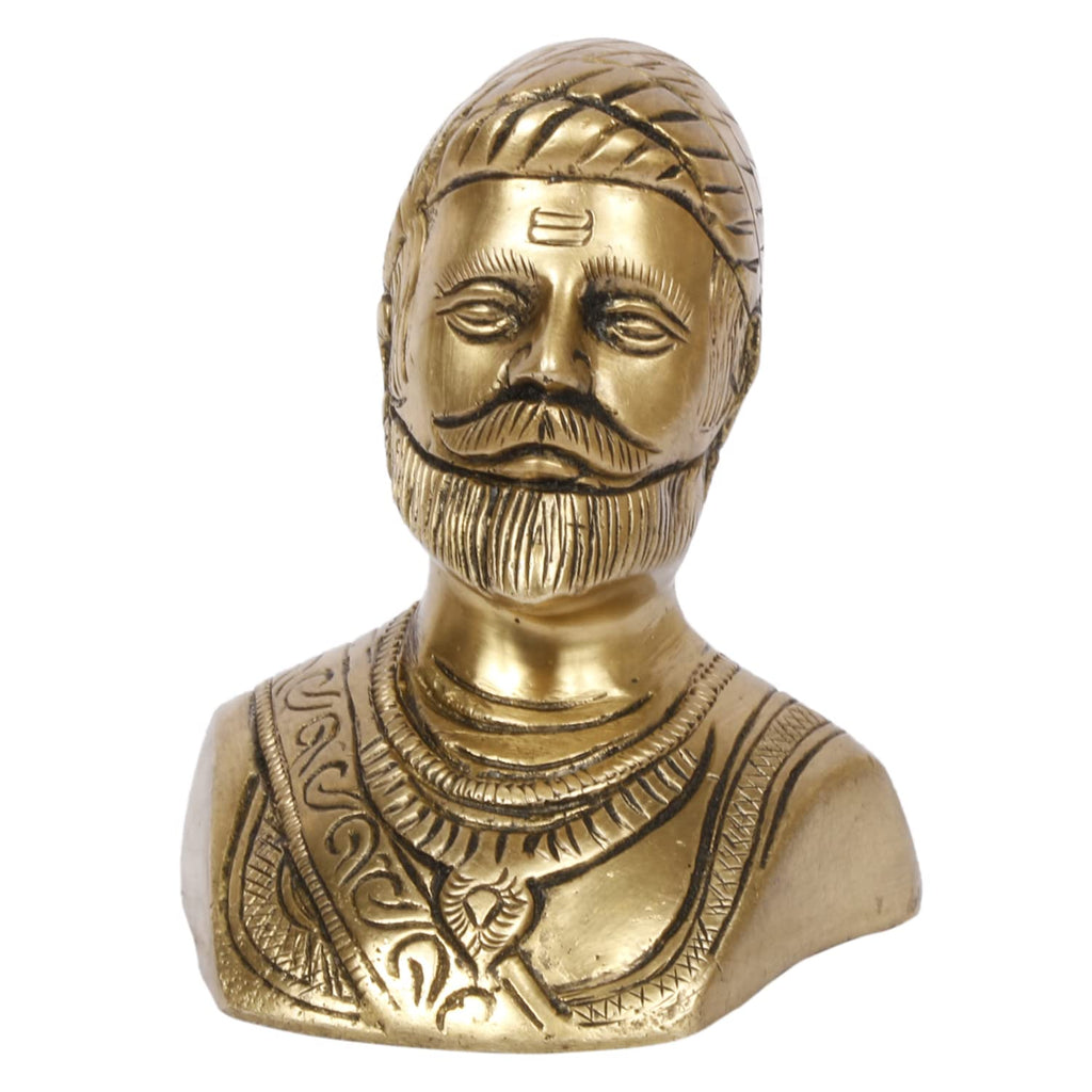 ARTVARKO™ Brass Chhatrapati Shivaji Maharaj Idol,The Legend of Maharashtra Statue Murti Statue for Home Office Décor Gift Item (Golden Small 7x9x8.5 cm)