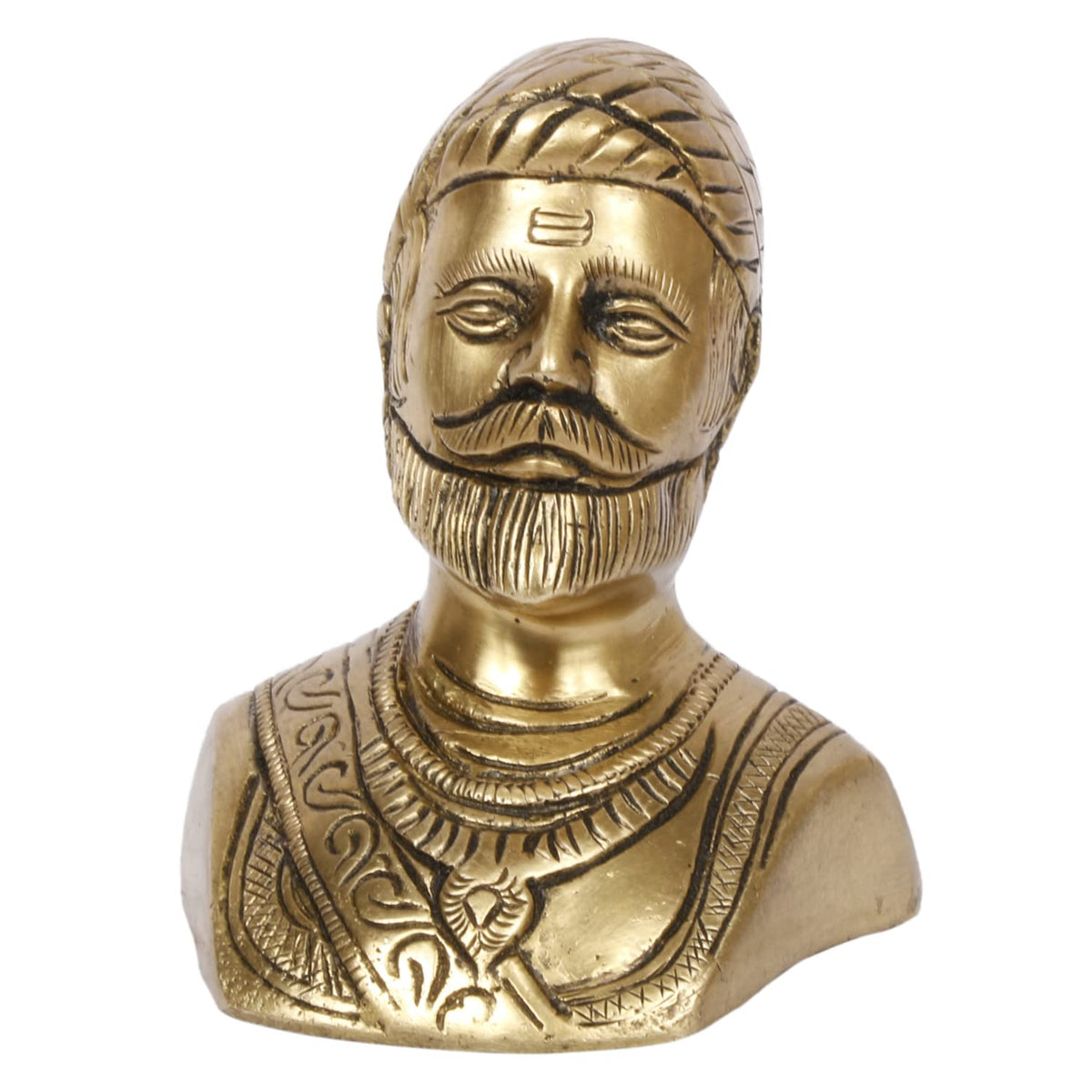 ARTVARKO™ Brass Chhatrapati Shivaji Maharaj Idol,The Legend of Maharashtra Statue Murti Statue for Home Office Décor Gift Item (Golden Small 7x9x8.5 cm)