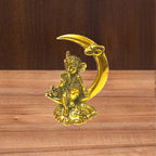 KridayKraft Lord Ganesha Sitting on Moon-Shaped Motif – Handcrafted Metal Ganpati Idol for Home Temple, Office Desk, Spiritual Décor & Auspicious Gifting on Festivals