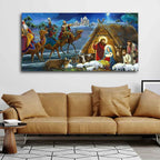 VIBECRAFTS Canvas Paintings for Living Room Drawing Room Three king And Holy Family Canvas Wall Painting Fitted With Wooden Frame for Home | Office | Gift (PTVCH_2448)