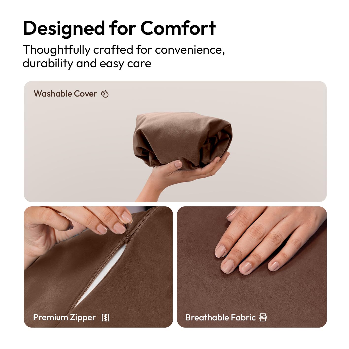 Frido Wedge Plus Cushion Cover | Ultrasoft, Breathable & Cool Pillow Cover | Aesthetic Pillow Cover for Home | Durable & Machine Washable | Coffee Brown