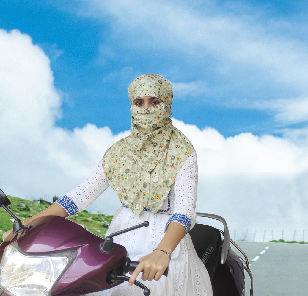 Switchon Rayon Anti Pollution Full face Scarf UV Sun Rays Protection scarf for women - Free Size (Light Green-1)