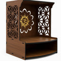 WIZZARTPRINTS Beautiful Wooden Pooja Stand for Home Mandir with LED Spot Light | Wall Mounted Temple for Home and Office | Compact Wooden Puja Mandir Desing 4