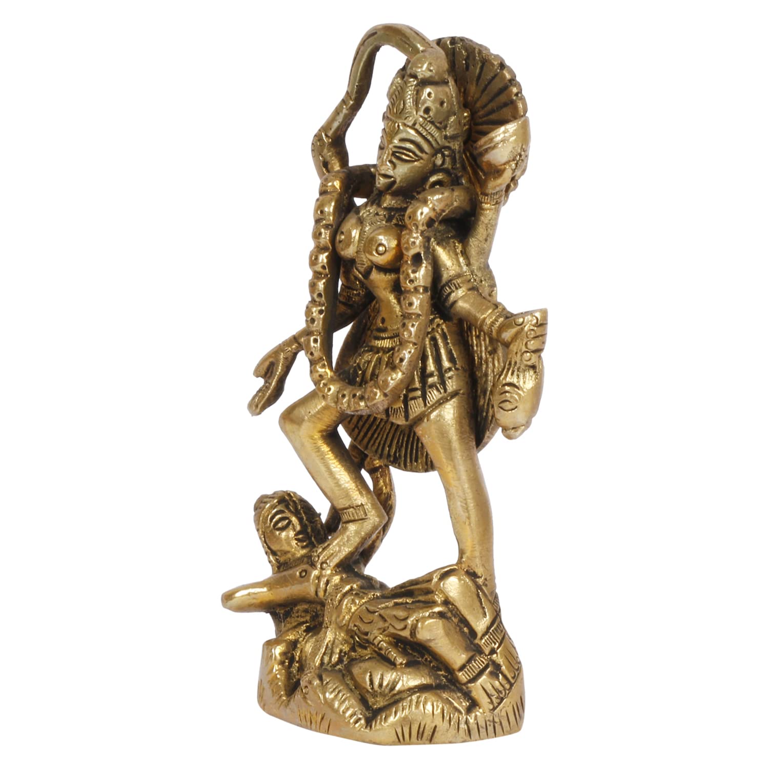 ARTVARKO Brass Kali Maa Statue Murti Religious Figurines for Temple & Home Décor.