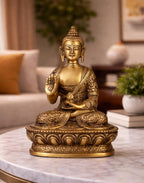 ARTVARKO Brass Buddha Statue Gautam Buddha Idol for Home Decor Vaastu Feng Shui Religious Gift 7 Inch, Pack of 1,