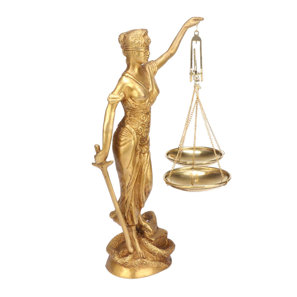SVARUP Brass Justice Lady Law and Equality Blind Folded Idol Nyay Murti for Office Home Decor Height 9.5 Inch