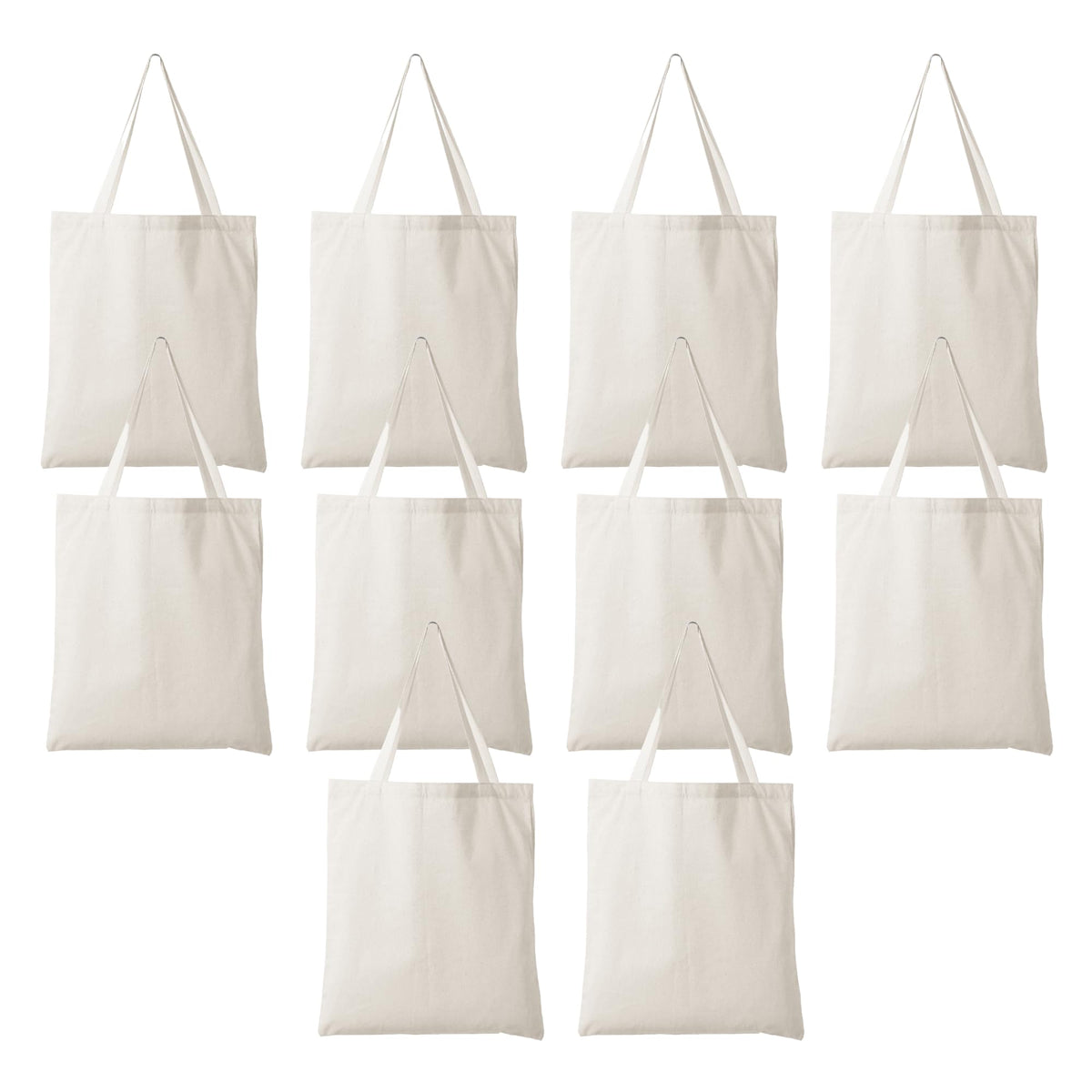 IVILLAGE Durable and Reusable Tote Bags 100% Cotton Shopping Bag - Multipurpose Designer Bag Compact, Lightweight & Eco-Friendly Sturdy Bag - 7 kg Capacity (Pack of 10)