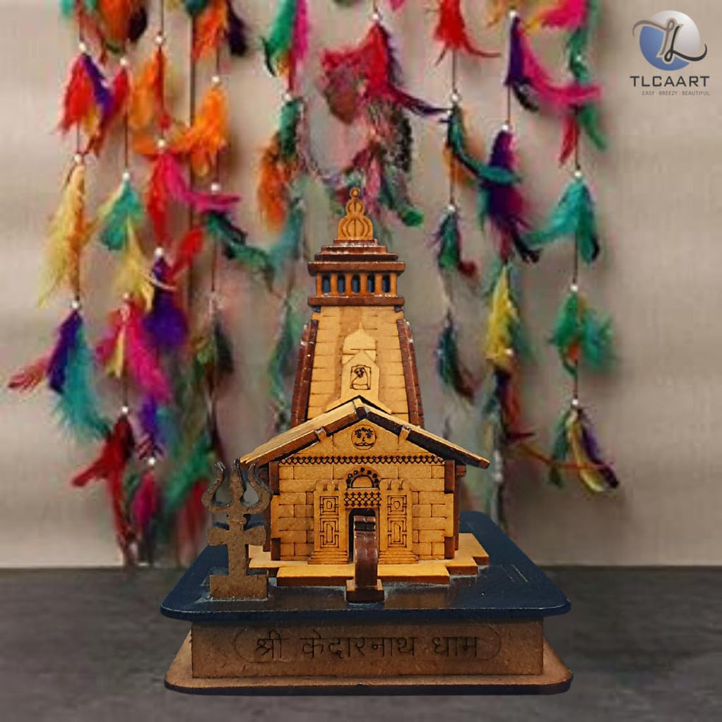TLCAART Kedarnath Mandir | MDF Wood Temple | 3D Miniature | Decoration Wooden Showpiece for Home, Office | Size: 15 x 9.5 x 13.5 cms | Pack of 1