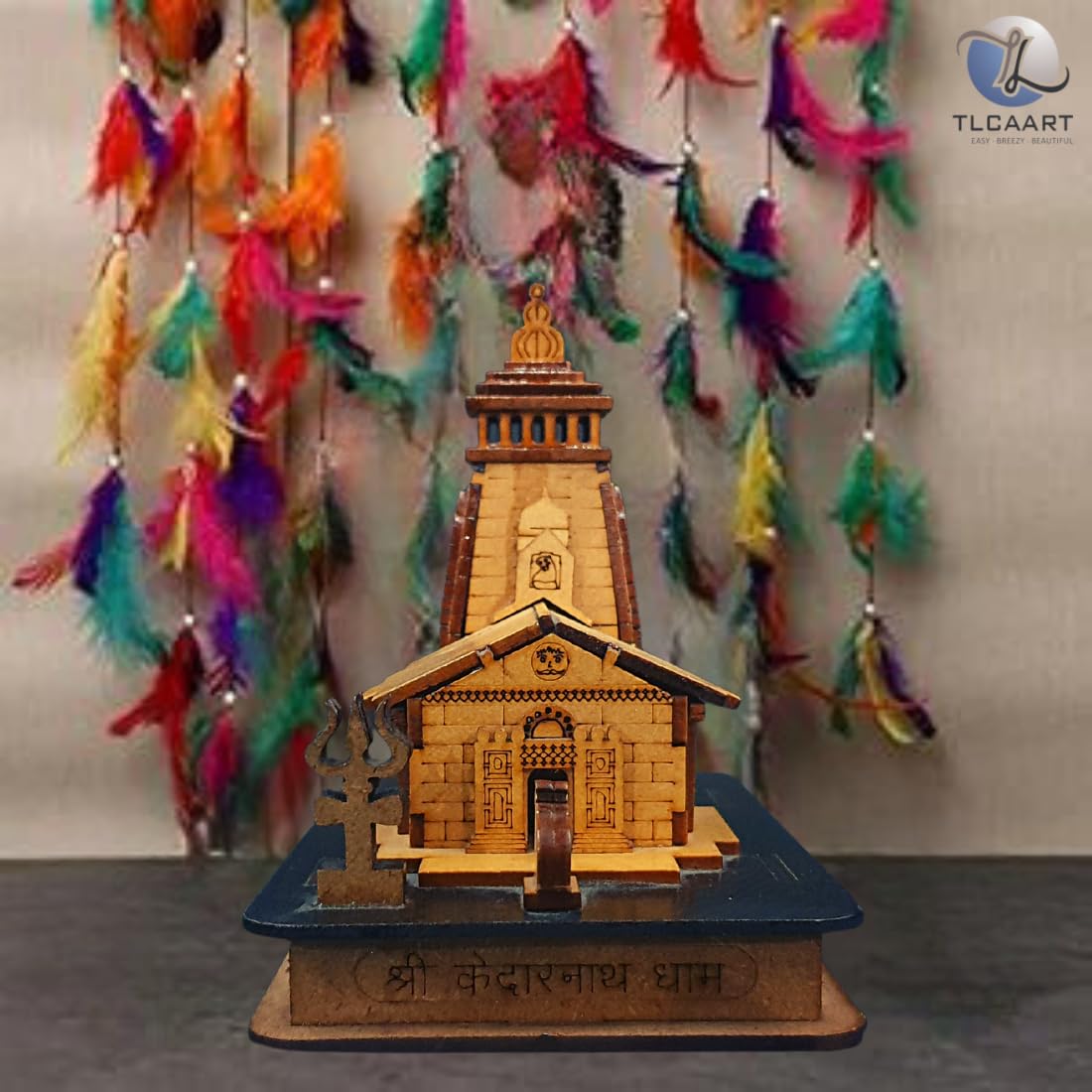 TLCAART Kedarnath Mandir | MDF Wood Temple | 3D Miniature | Decoration Wooden Showpiece for Home, Office | Size: 15 x 9.5 x 13.5 cms | Pack of 1