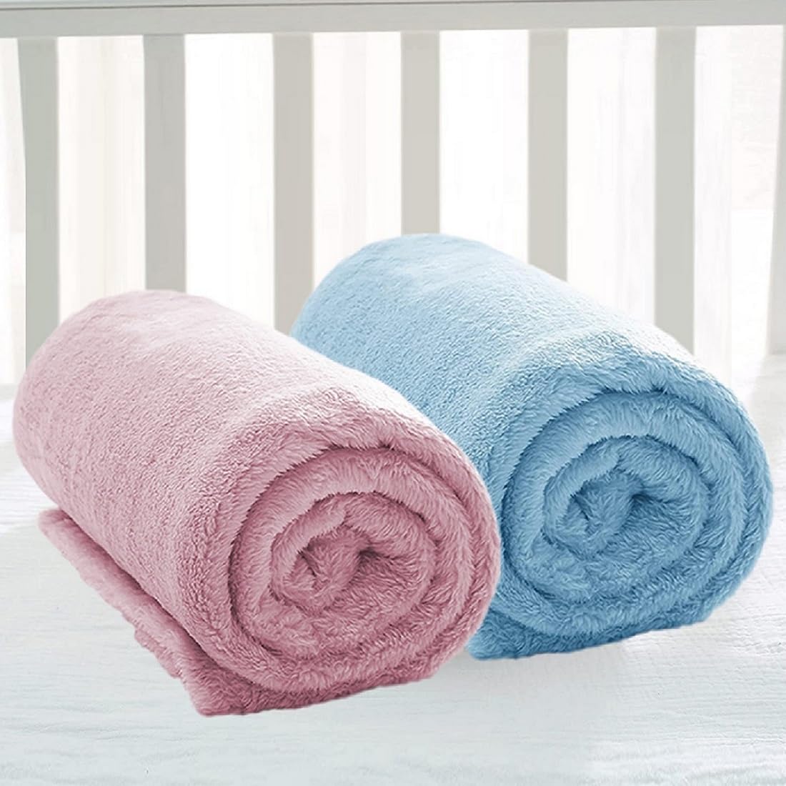 A Brand New - Umi Super Soft Single Layered Flannel Baby Blanket - Pink & Aqua | Cozy & Breathable | Warm, Soft, and Comfortable | Perfect for Newborns | Unisex Design for Boys & Girls (Pack of 2) Kafalo