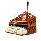 BerryBox Wood Hand Crafted Om Pattern Home Temple for Puja Temple for Home and Office l Puja Mandir l Wooden Mandir l Compact Pooja Ghar Stand for Prayer Room, Living Room Decor (Design 6)