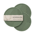 HOMMAVEN Silicone Trivet Mats, Set of 3 Heat Resistant Mats for Hot Pots & Pans, Mats Dining Table Kitchen, Non-Slip, Non Stick, Coaster, Spoon Holder, Food Grade, BPA Free, 6.5mm Extra Thick, (Green) Kafalo