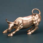 ARTVARKO Big Brass Charging Bull Wall Street Bull Art Decor Bull Cow Ox Statue Good Luck of Career and Wealth Home Decor Gift Length 11 Inch Gold
