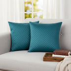 STITCHNEST Quilted Velvet Cushion Covers Set of 2 | Soft Luxury | 18x18 Inches | Premium Sofa & Living Room Décor