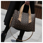 NAMCHI Luxury Leather Tote Handbag for Women Spacious, Stylish & Versatile – Perfect for Work & Travel (khaki checks belt)