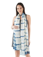 RAI SAHAB Printed Cotton Scarf for Women, Lightweight Soft Scarves Stoles for Summer & Winter(ST-0013BLUE)