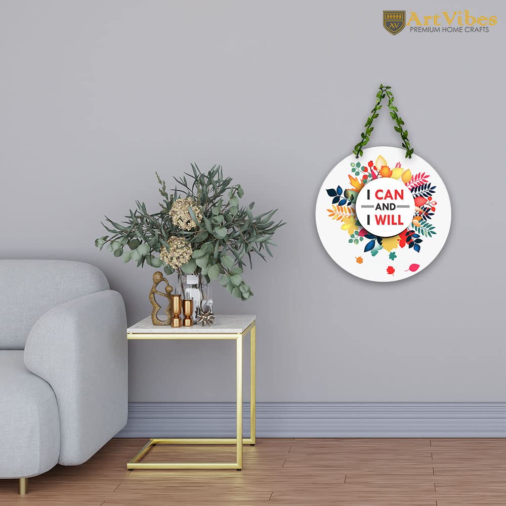 Artvibes I Can and I Will Printed Wooden Wall Hanging | Quotes Decor Item | Motivational Wall Decor Art Piece | Wall Poster | Graphic Artwork | Gift Items | Office Wall Decoration Items (WH_8202N)