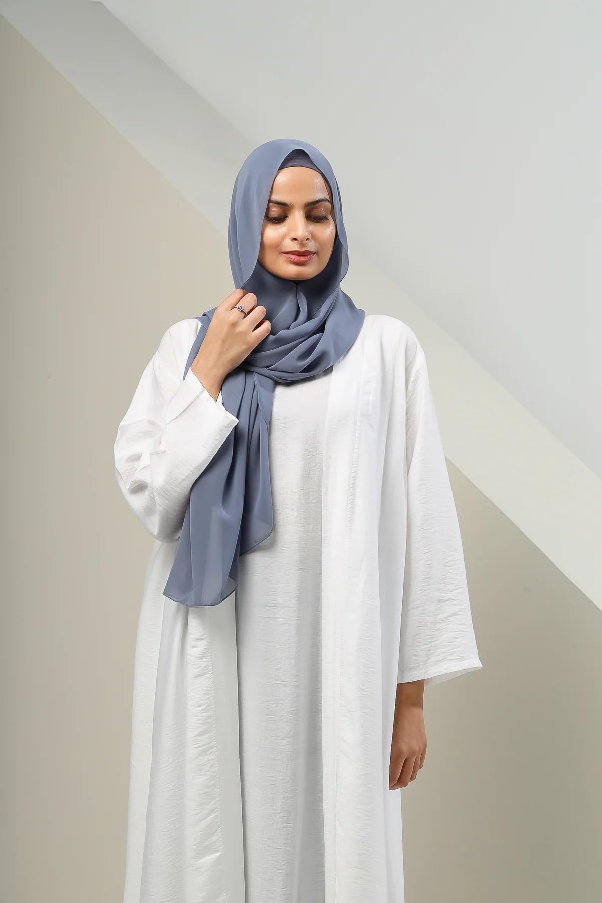 ICW GIRLS GEORGETTE SOLID PLAIN SCARF STOLES SHAWL HIJAB FOR WOMEN 85 X 180 CM (Blue 1)