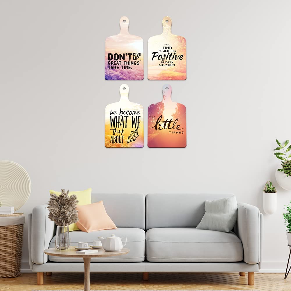 Artvibes We Become What We Think About Printed Wooden Wall Hanging | Quotes Decor Item | Wall Illustrations | Office Decor | Wall Art Print | Inspirational quotes | Gift Items (WH_5614N), Set of 4