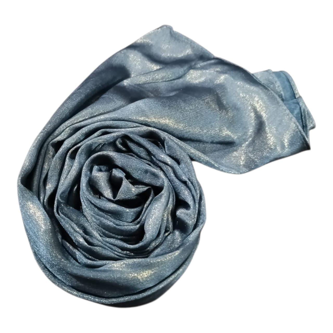 Premium Shimmer Muna Satin Scarf | Hijab | Soft, Shiny & Stylish | 180 cm x 70 cm | Elegant Choice for All Occasions – Parties, Weddings & Festivals (SKY BLUE)